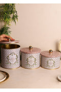Evle Yuvarlak Kutu Ø140, Topuz Kulp, 3 lü Set, Rosy