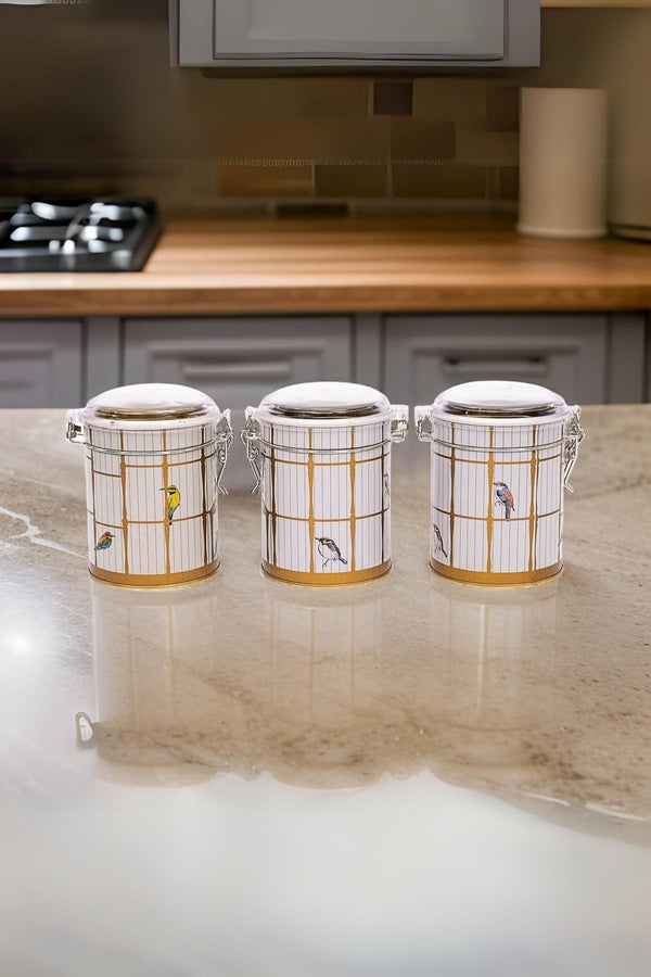 Evle Silindir Saklama Kabı Kilitli Ø90 3 lü Set, Bird Cage