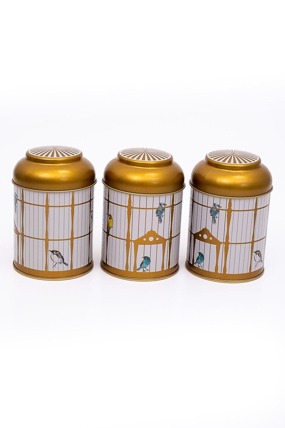 Evle Silindir Metal Saklama Kabı Ø90 3 lü Set, Bird Cage