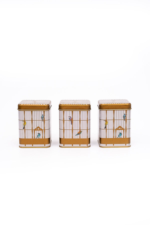 Evle Kare Metal Saklama Kabı 75x75 3 Lü Set, Bird Cage