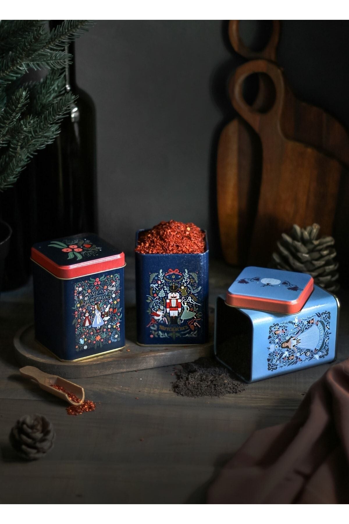 Evle Kare Metal Saklama Kabı 75x75 3 Lü Set, Tales