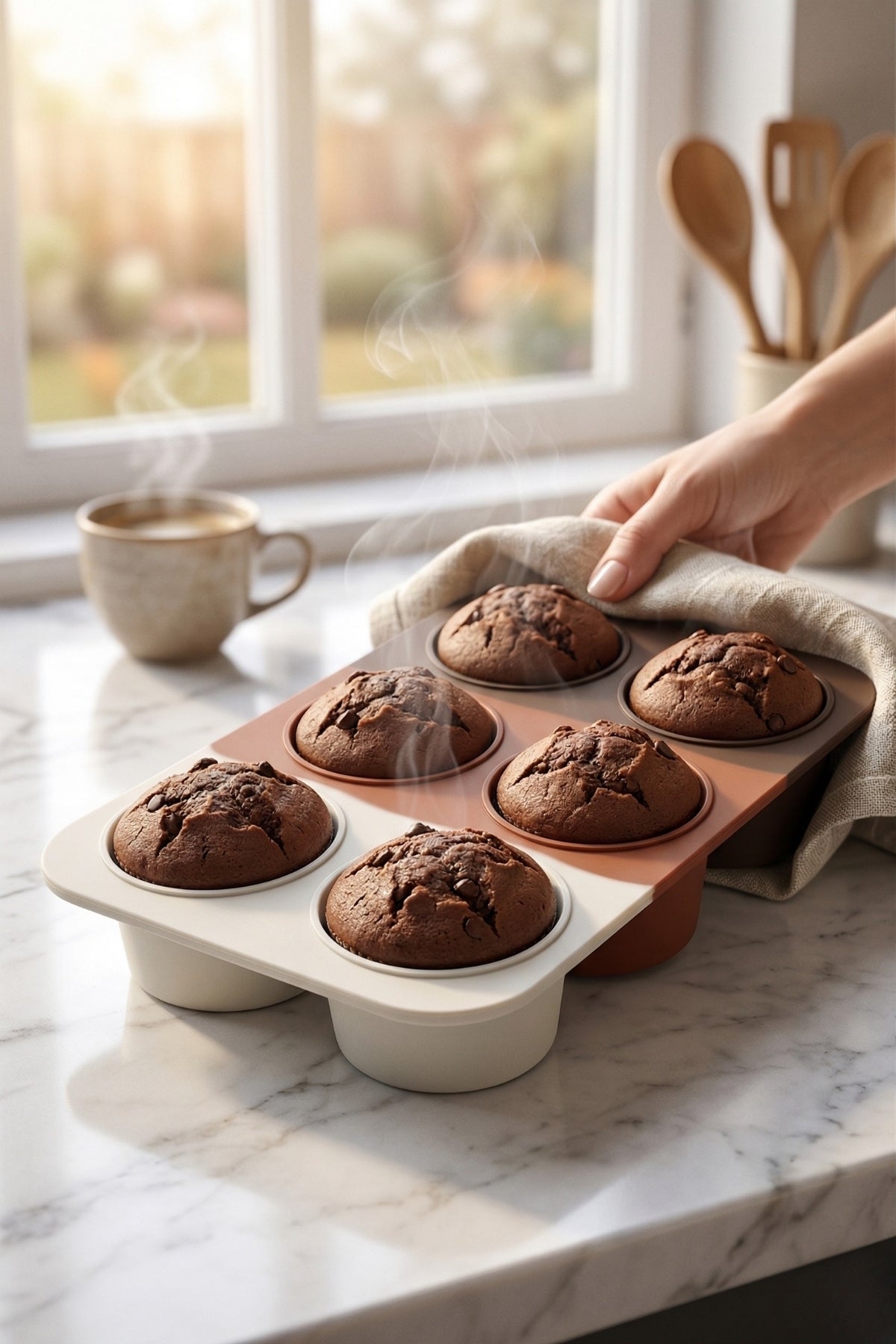 Evle 6'lı Derin Silikon Muffin ve Cupcake Kalıbı