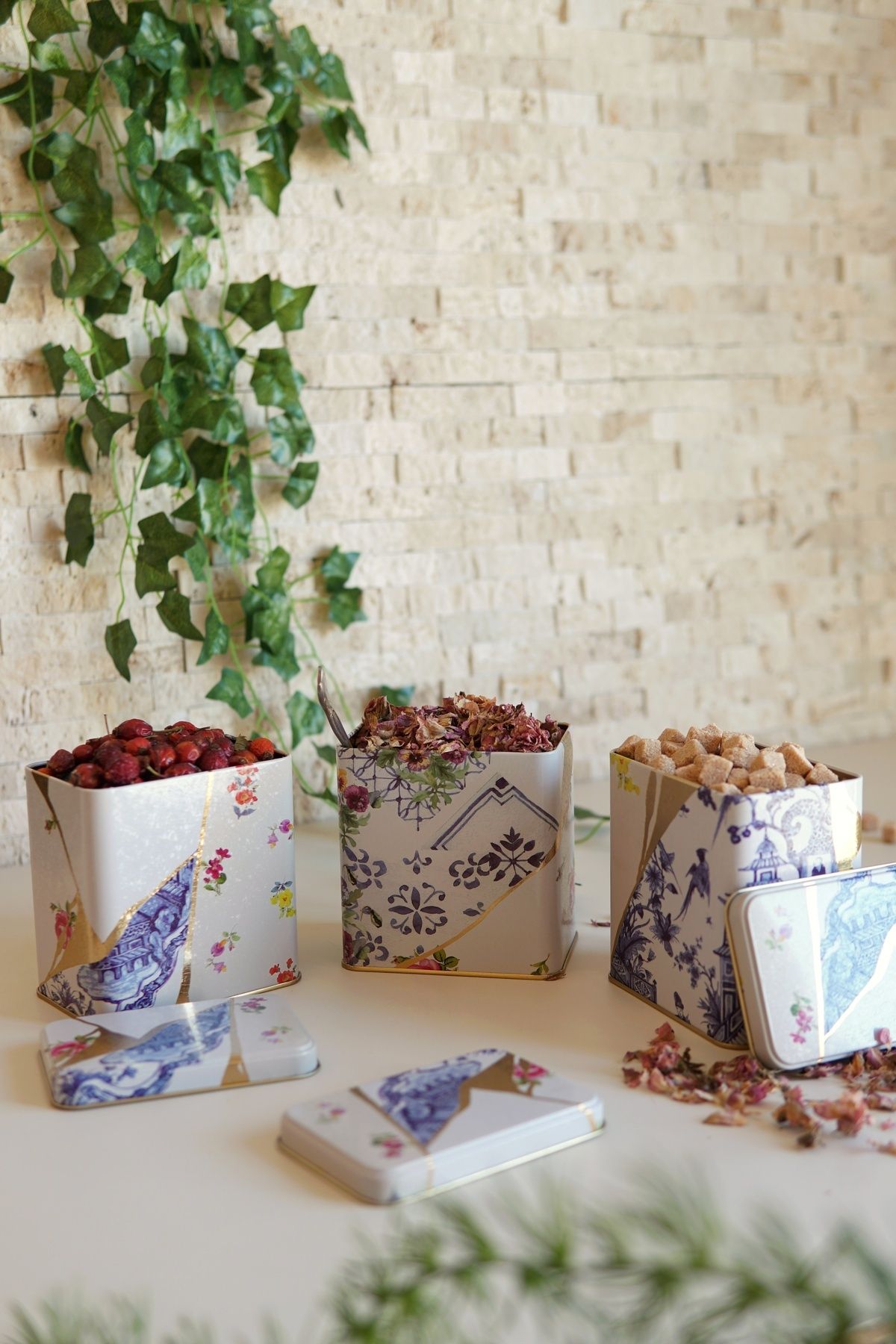 Evle Dikdörtgen Saklama Kabı 80x120 3 lü Set, Kint Sugi