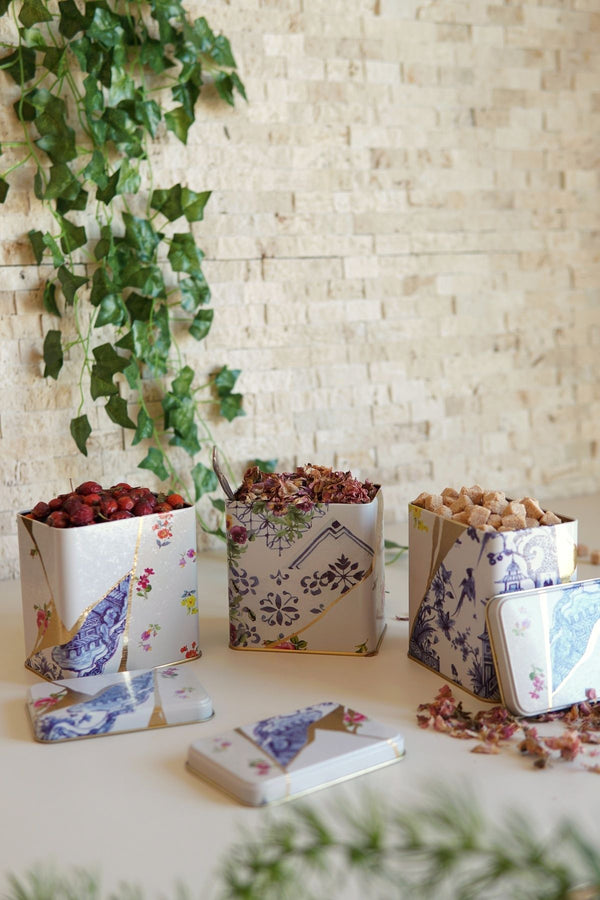 Evle Dikdörtgen Saklama Kabı 80x120 3 lü Set, Kint Sugi