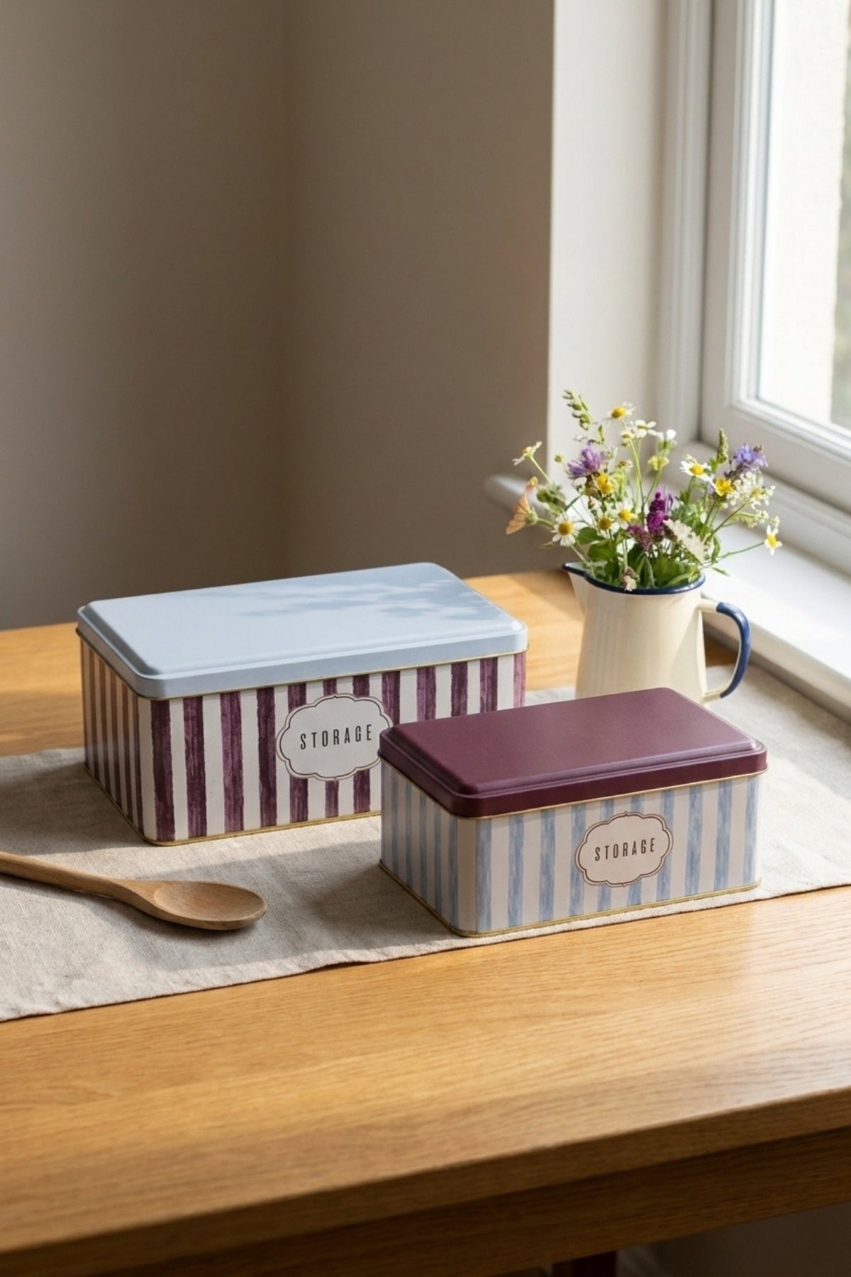 Evle Dekoratif Dikdörtgen Saklama Kutusu 2'li Set 14x24 11,4x18,8 cm / Damson