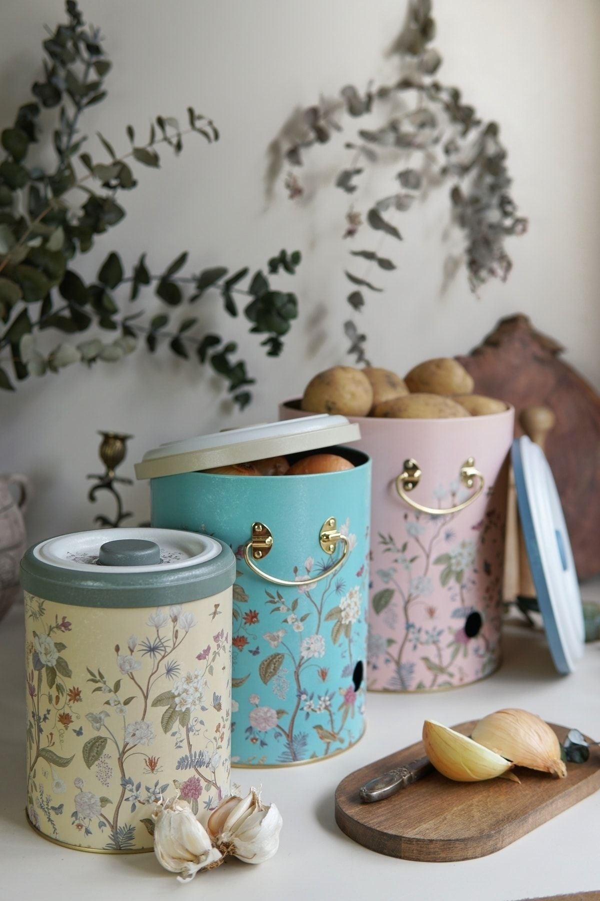Evle Patates Soğan Sarımsak Saklama Kabı 3 lü Set, Botanica