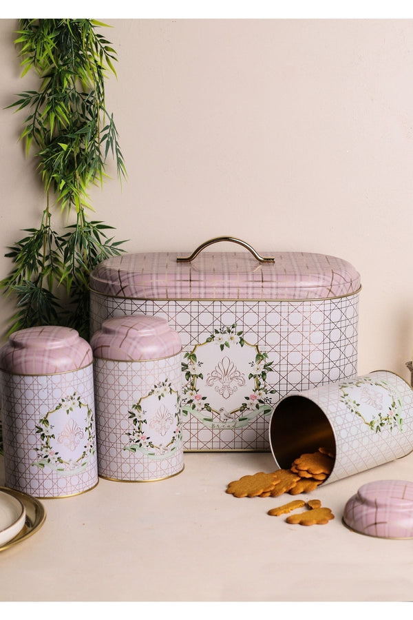 Evle Oval Ekmek Kutusu 4 lü Set, Rosy