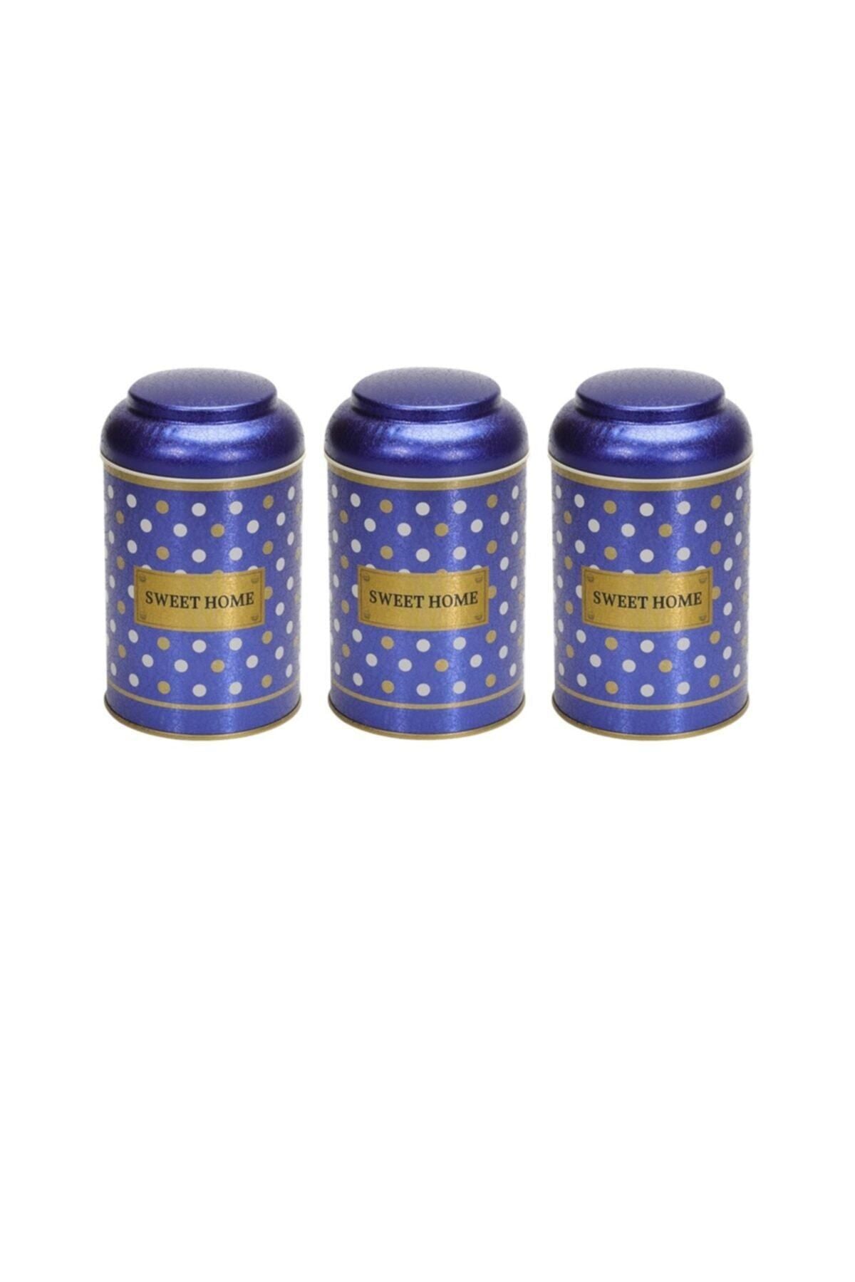 Evle Silindir Saklama Kabı Ø105 3 lü Set, Point Blue
