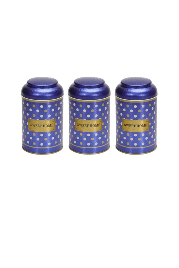 Evle Silindir Saklama Kabı Ø105 3 lü Set, Point Blue