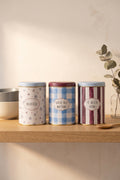 Evle 3 Parça Yuvarlak Metal Dekoratif Kutu 9 cm x 14 cm / Damson