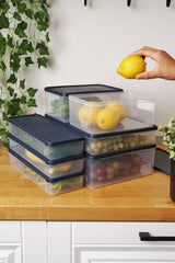 Derin Dondurucu Saklama Kabı 7'li Set (5 Lt + 3 Lt + 2 x 2.1 Lt + 3 x 1 Lt), Mavi