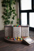 Evle Kare Metal Saklama Kabı 75x75 3 Lü Set, Retro