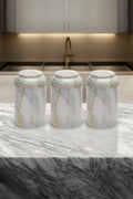 Evle Silindir Saklama Kabı Ø105 3 lü Set, Marble White