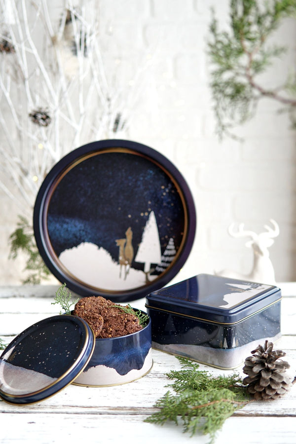 Evle 3 lü Yılbaşı Set, 158x158x80, Ø140x70 mm, Ø315 Tepsi, Night Deer