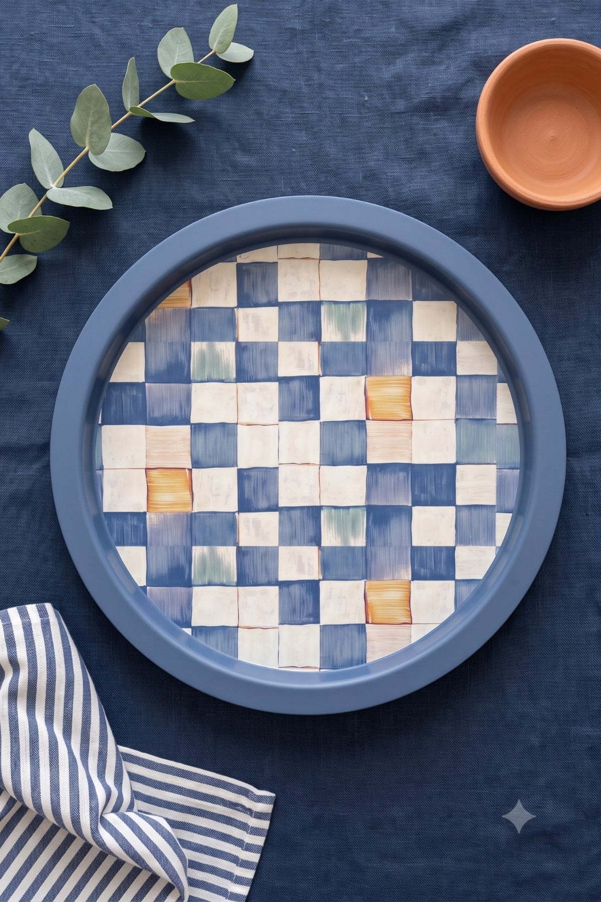 Evle Ee197-1e Mosaic Love Desenli Yuvarlak Tepsi 32 Cm