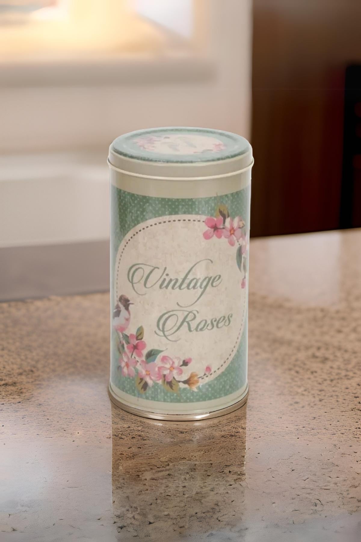 Evle Yuvarlak Kutu, Ø105x190 mm, 1,5 lt, SN_Vintage Flowers