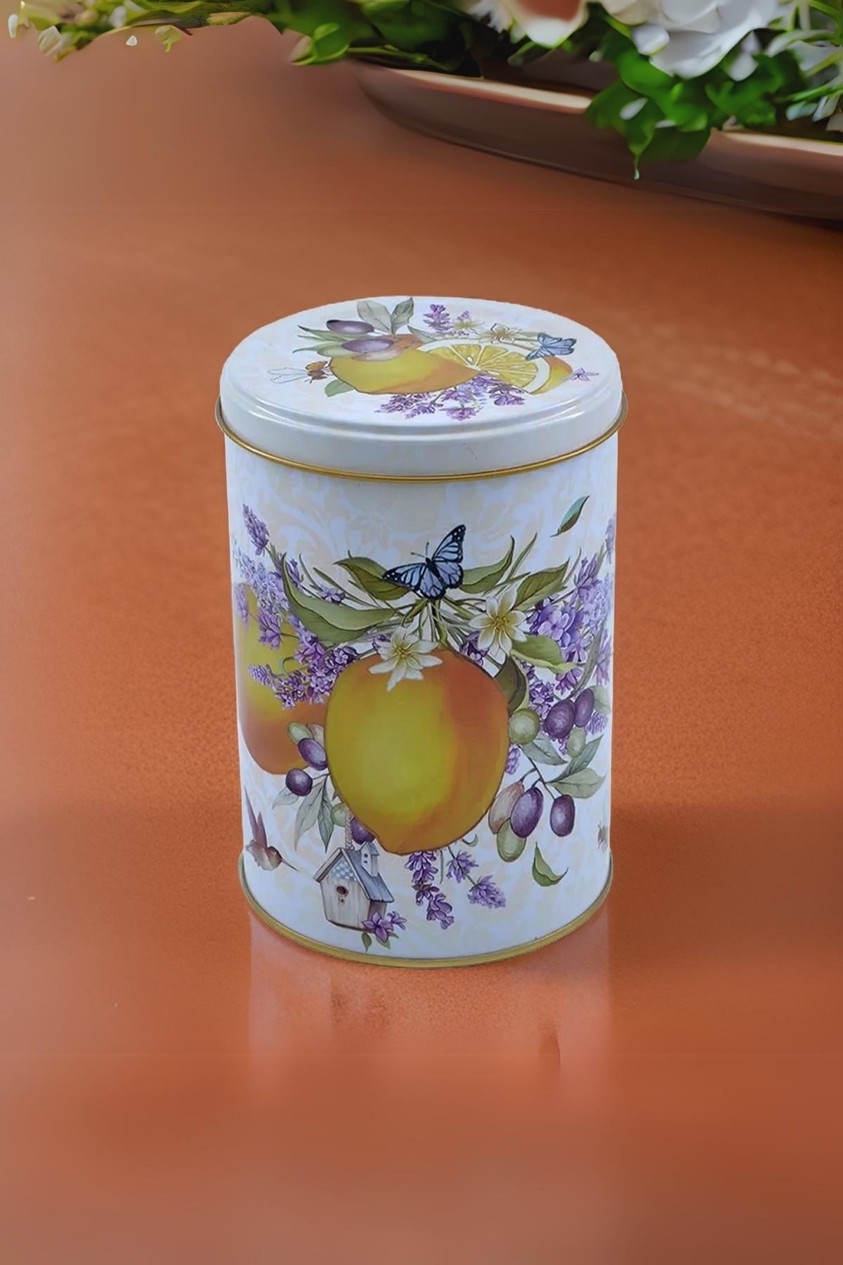 Evle Yuvarlak Kutu, Ø105x150 mm, 1,1 lt, SN_Vintage Flowers