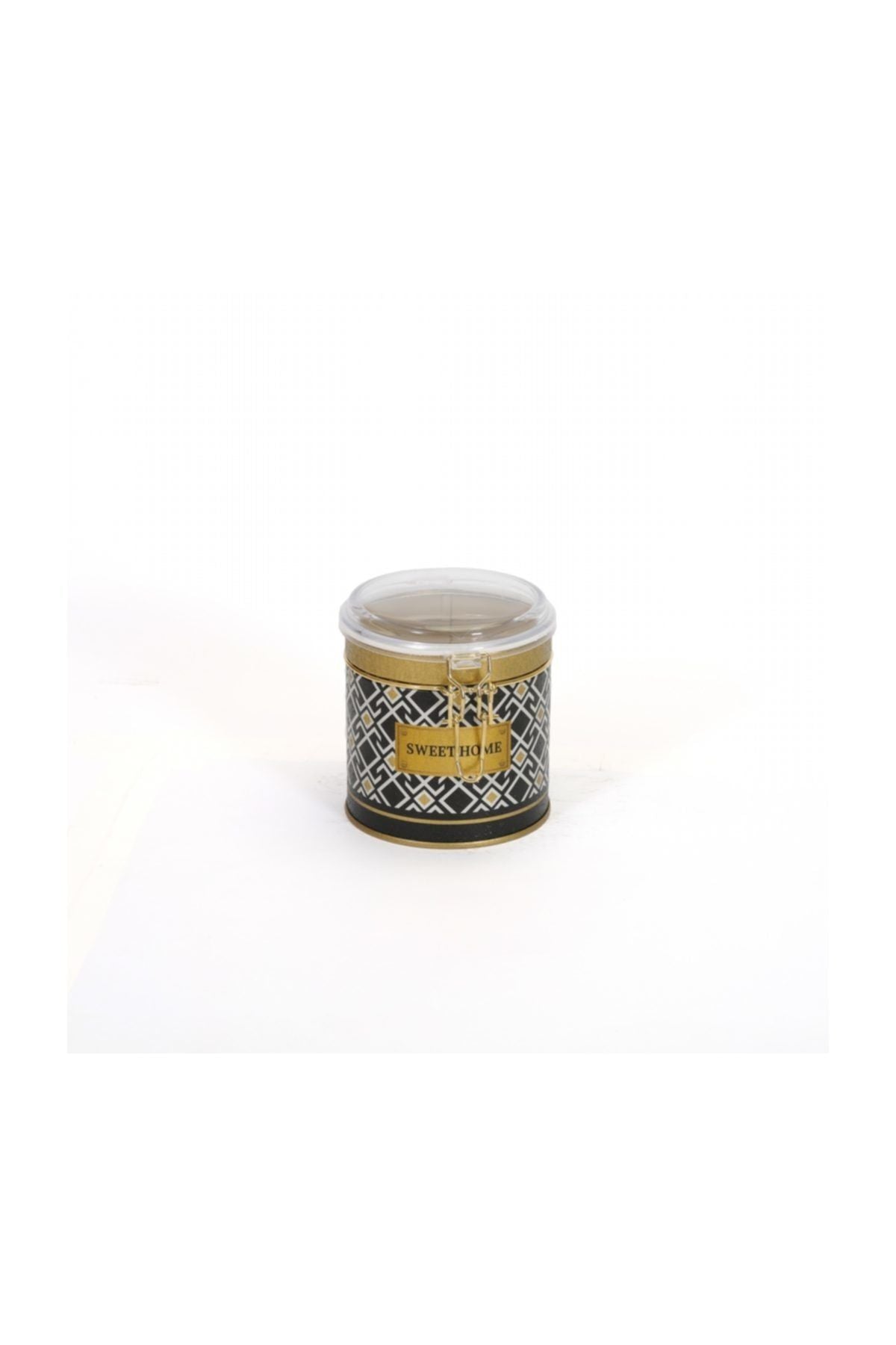 Evle Yuvarlak Kutu, Ø90x90 mm, Şeffaf Kilitli Kapak, 0,5 lt, Checkers Black_Swt Home