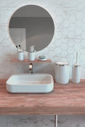 Primanova M-SAS04-01-P Lima Xl Krom Dekorlu Banyo Seti / Beyaz