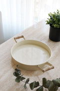 Evle Ahşap Kulplu Yuvarlak Tepsi 26 cm