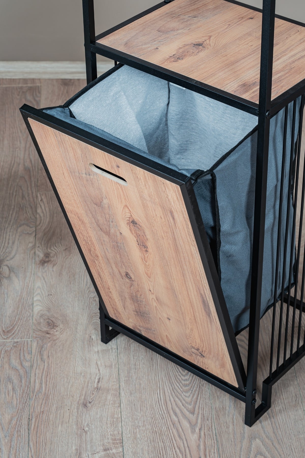 Evle Kirli Sepetli Banyo Dolabı 3 Raflı Metal Düzenleyici Modern Çamaşır Sepetli Organizer Raf