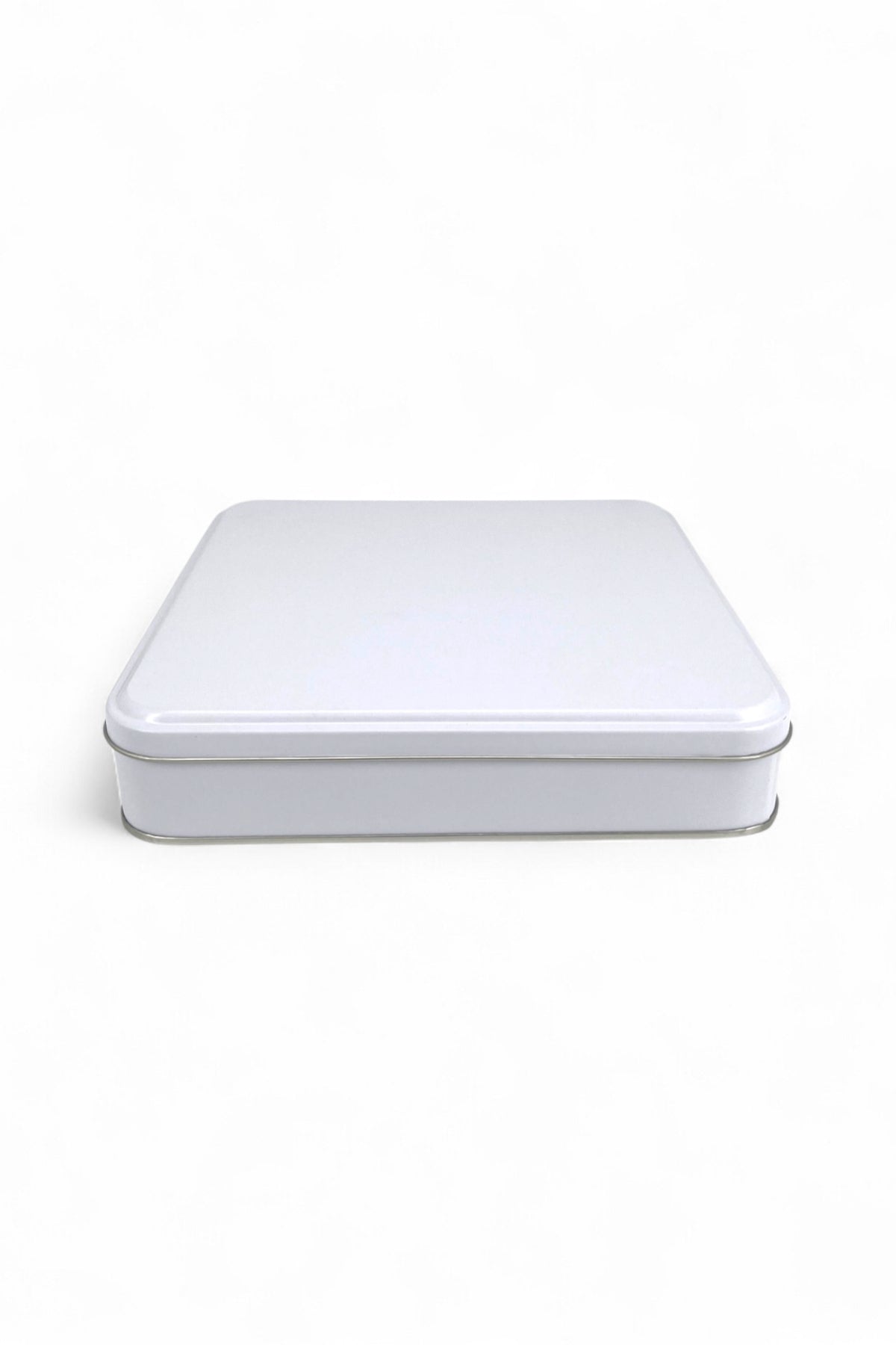 Kontensan 215x215x47 mm Metal Kapaklı Baskısız Metal Kutu, Mat Beyaz, 36 Adet