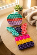 Evle Pop It 3'lü Set Elma Kelebek Kare Push Pop Bubble Duyusal Stres Oyuncağı Fidget Çocuk Oyuncak
