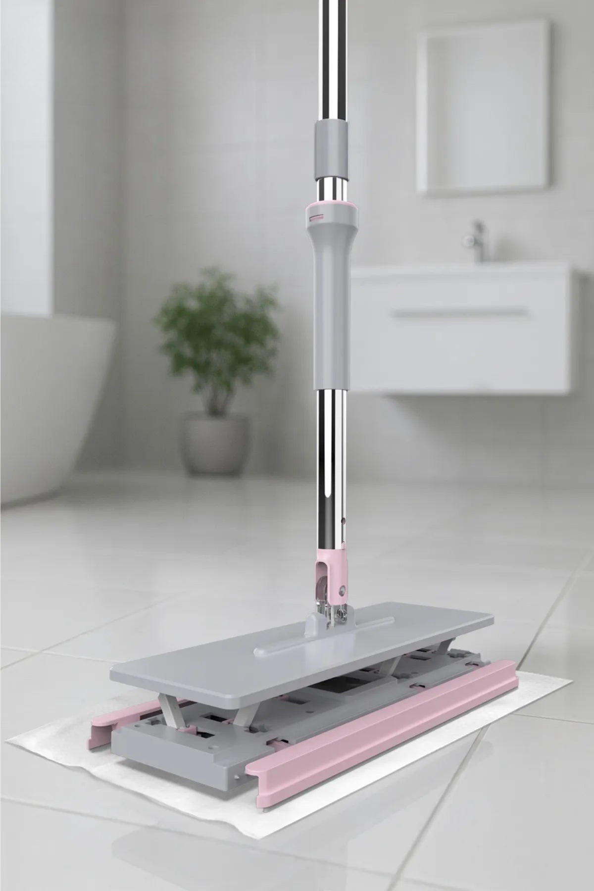 Evle Click Mop, Akıllı Mop Paleti – Paslanmaz Çelik Saplı, Katlanabilir Mikrofiber Temizlik Aparatı