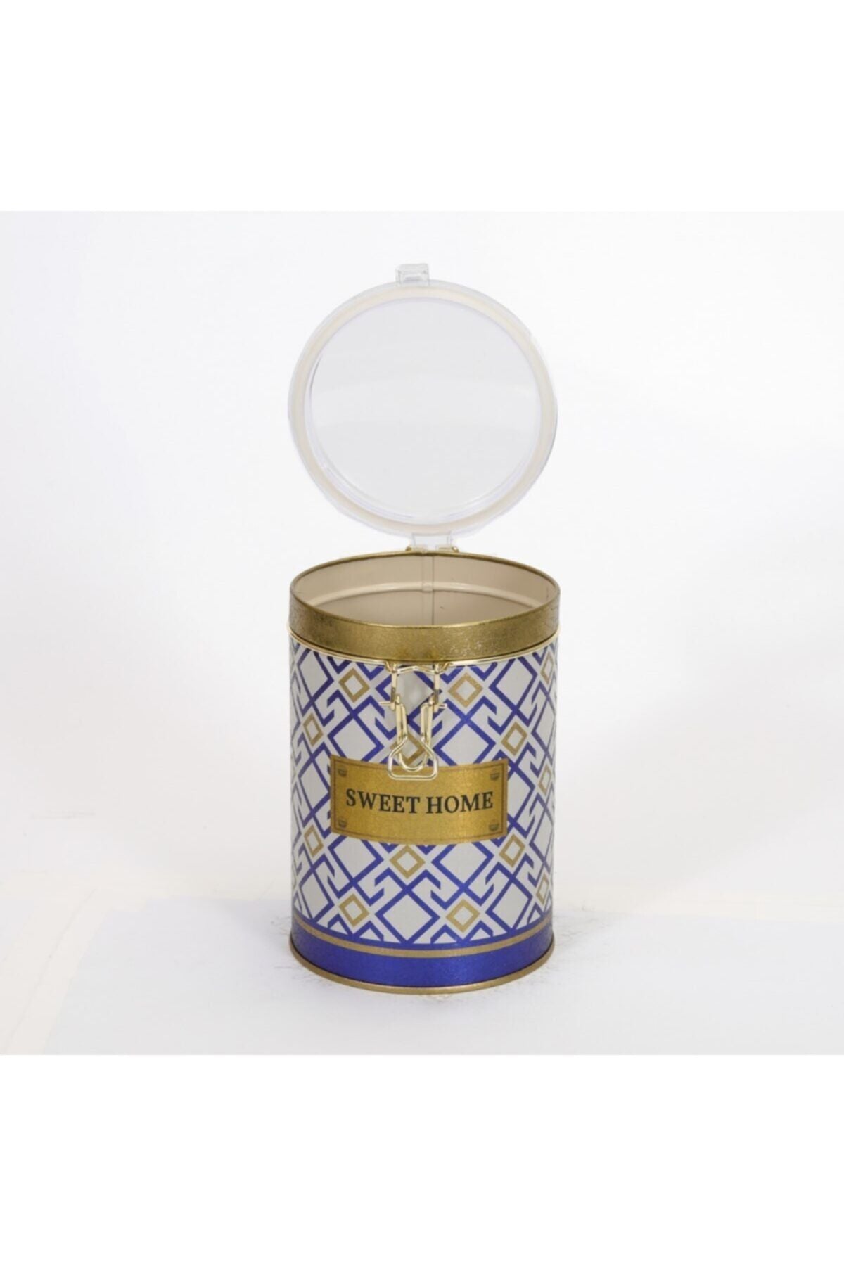 Evle Yuvarlak Kutu, Ø105x150 mm, Şeffaf Kilitli Kapak, 1,1 lt, Checkers Black_Swt Home