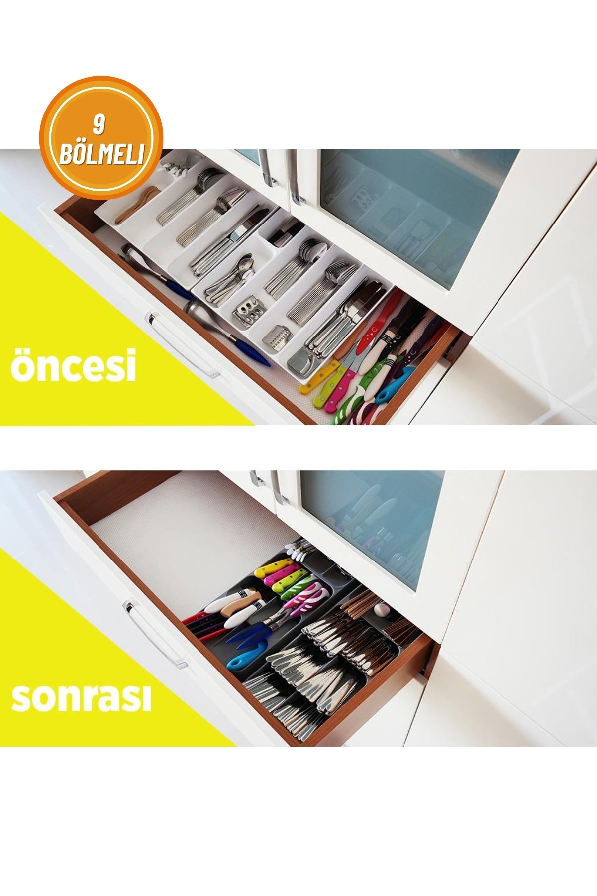 Evle 9 Bölmeli Çekmece Kaşıklık 38 x 17 cm