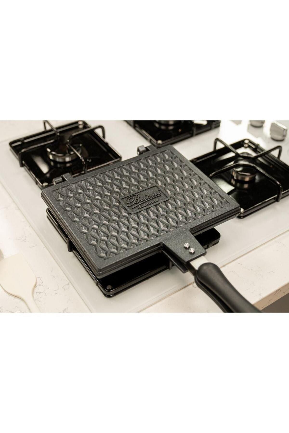 Brioni Diamond Tost Grill Maxi Boy Yanmaz Yapışmaz Ocak Üstü Tost Makinesi