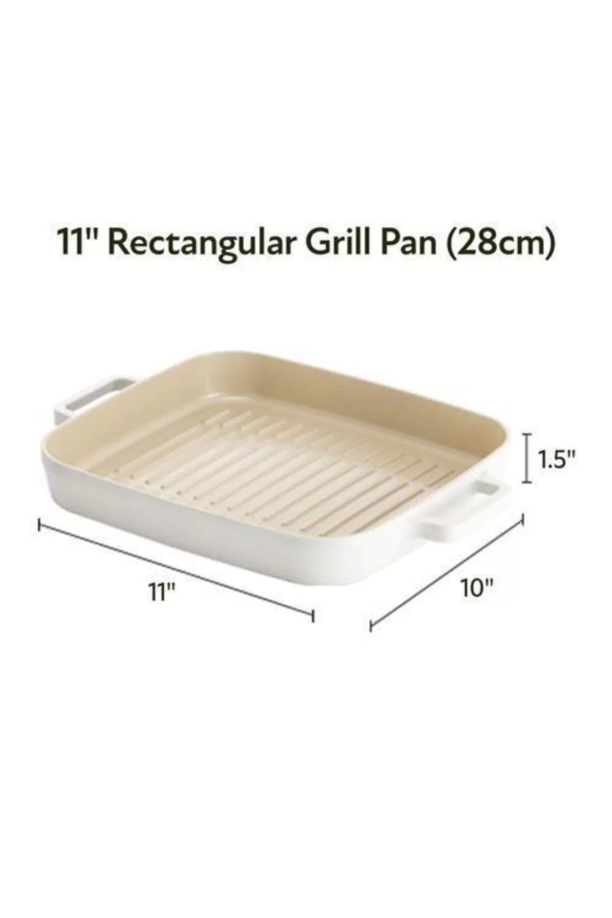 Neoflam D-NEOF128G Fika Dikdörtgen Aluminyum Grill Tava 28Cm Bej
