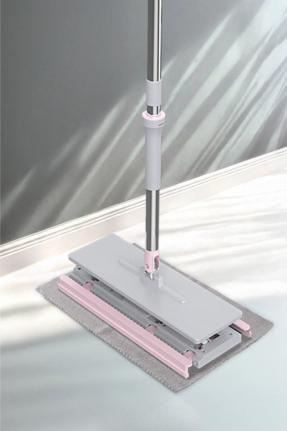 Evle Click Mop, Akıllı Mop Paleti – Paslanmaz Çelik Saplı, Katlanabilir Mikrofiber Temizlik Aparatı