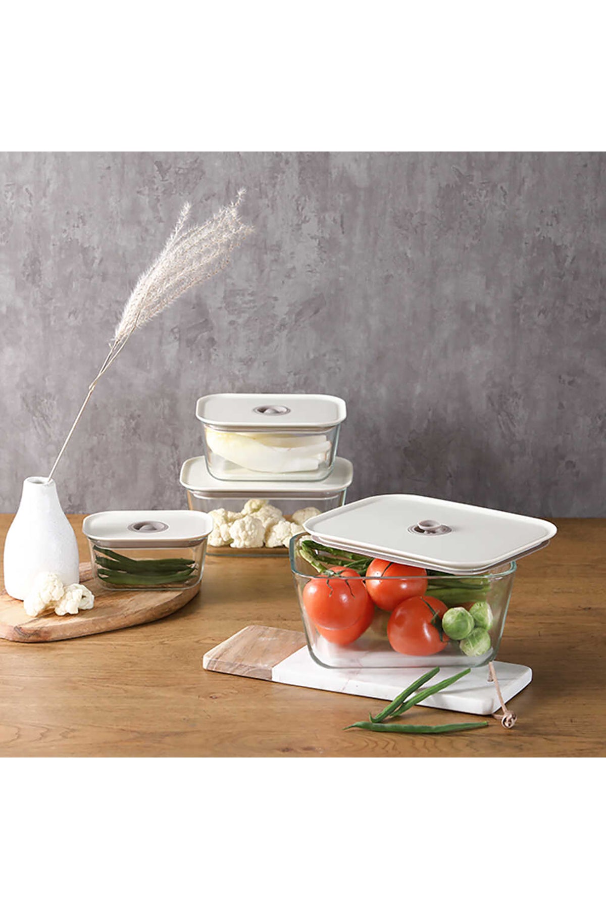 Neoflam D-NEOFCL047 Fika Clık Dikdörtgen Saklama Kabı 470Ml Bej