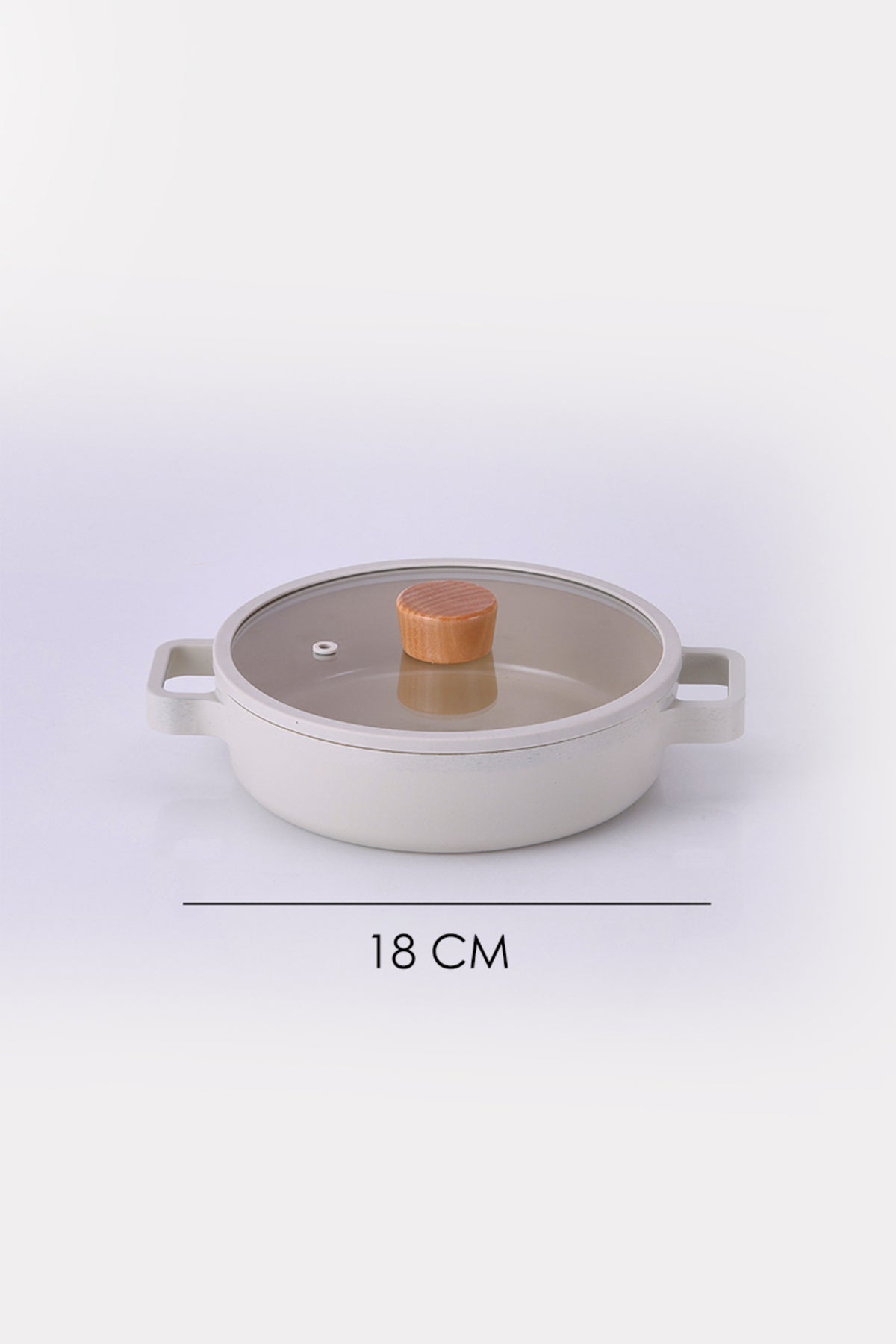 Neoflam Fika Cam Kapaklı Alüminyum Sahan 18 CM - Bej