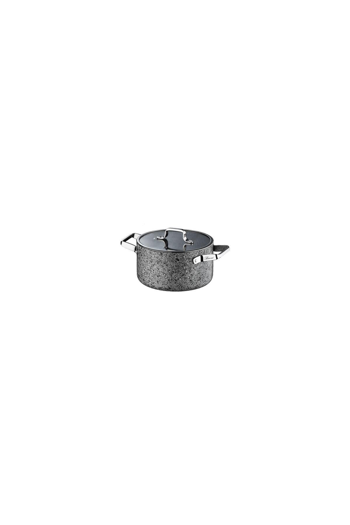 Brioni Stone-Age 6 Parça Çizilmez Yanmaz Yapışmaz İndüksiyonlu Midi Tencere Seti 16 cm,18 cm, 20 cm