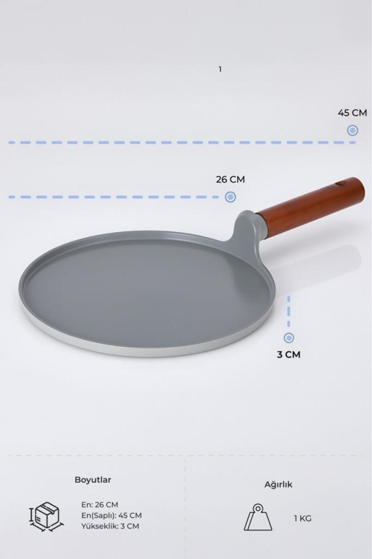 Neoflam D-NEOGCR126 Fika Alüminyum Döküm Krep Tava 26Cm Gri