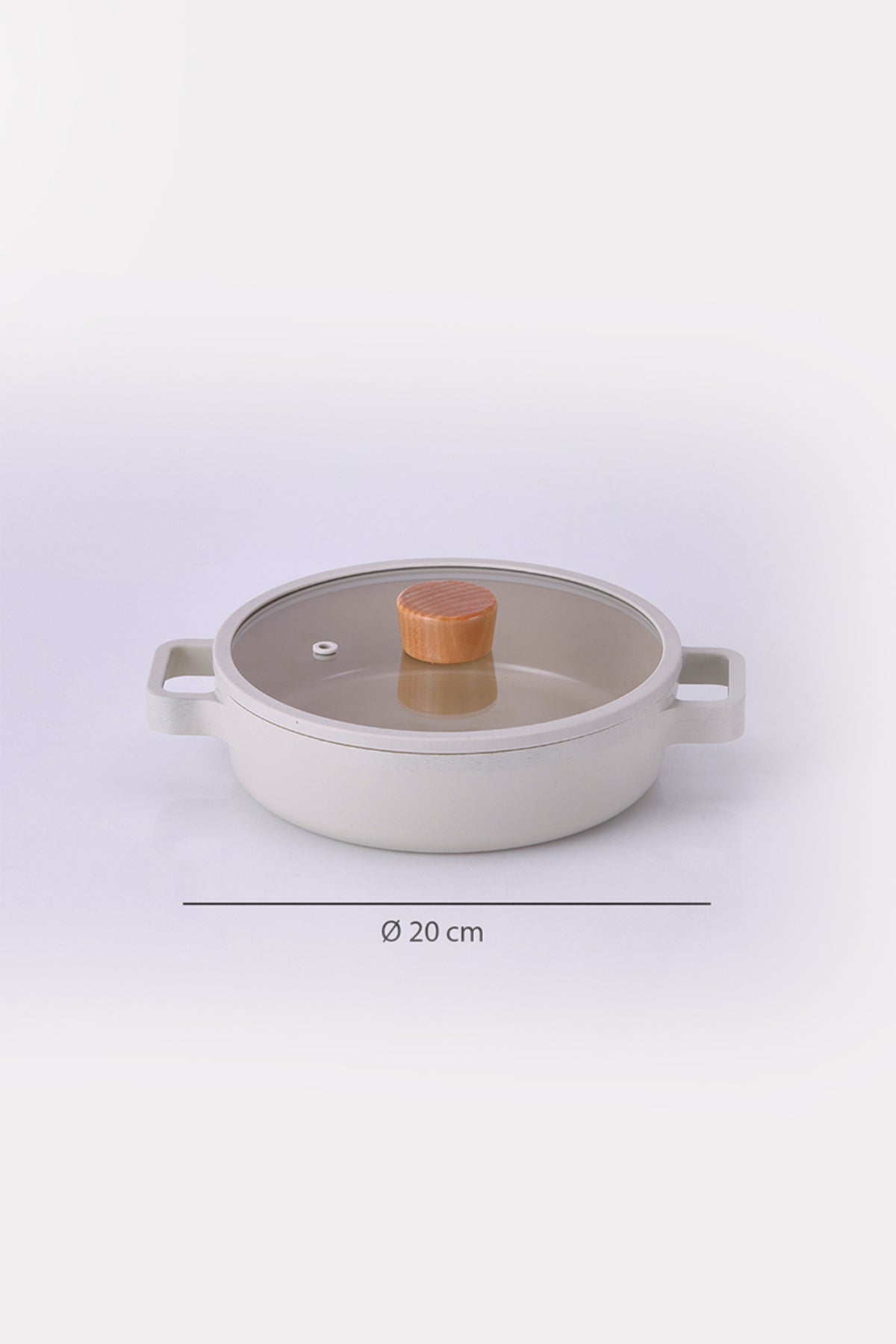 Neoflam D-NEOF120SH Fika Cam Kapaklı Alüminyum Sahan 20Cm Bej