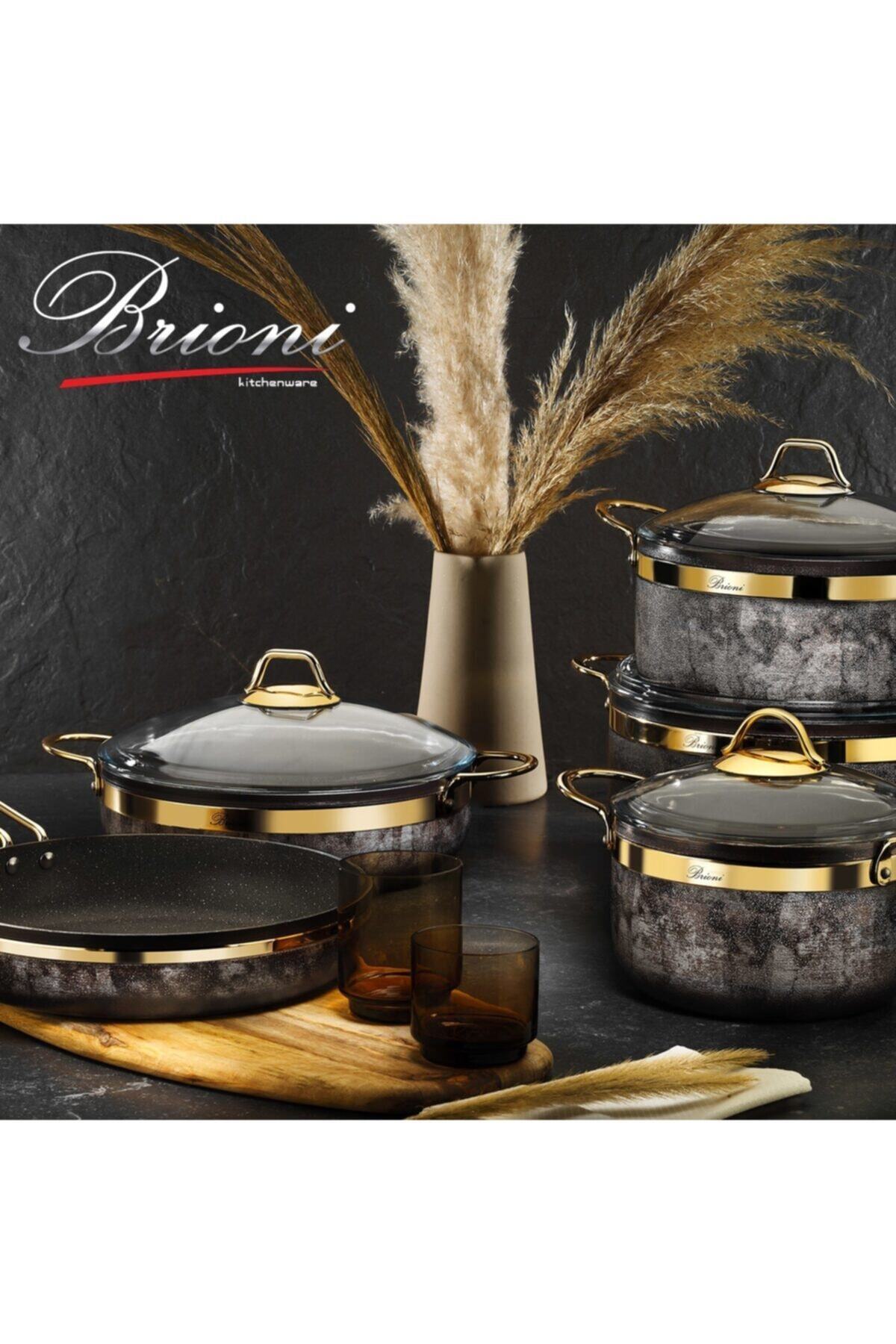 Brioni Royal Stone 9 Parça Tencere Seti Antrasit&Bakır