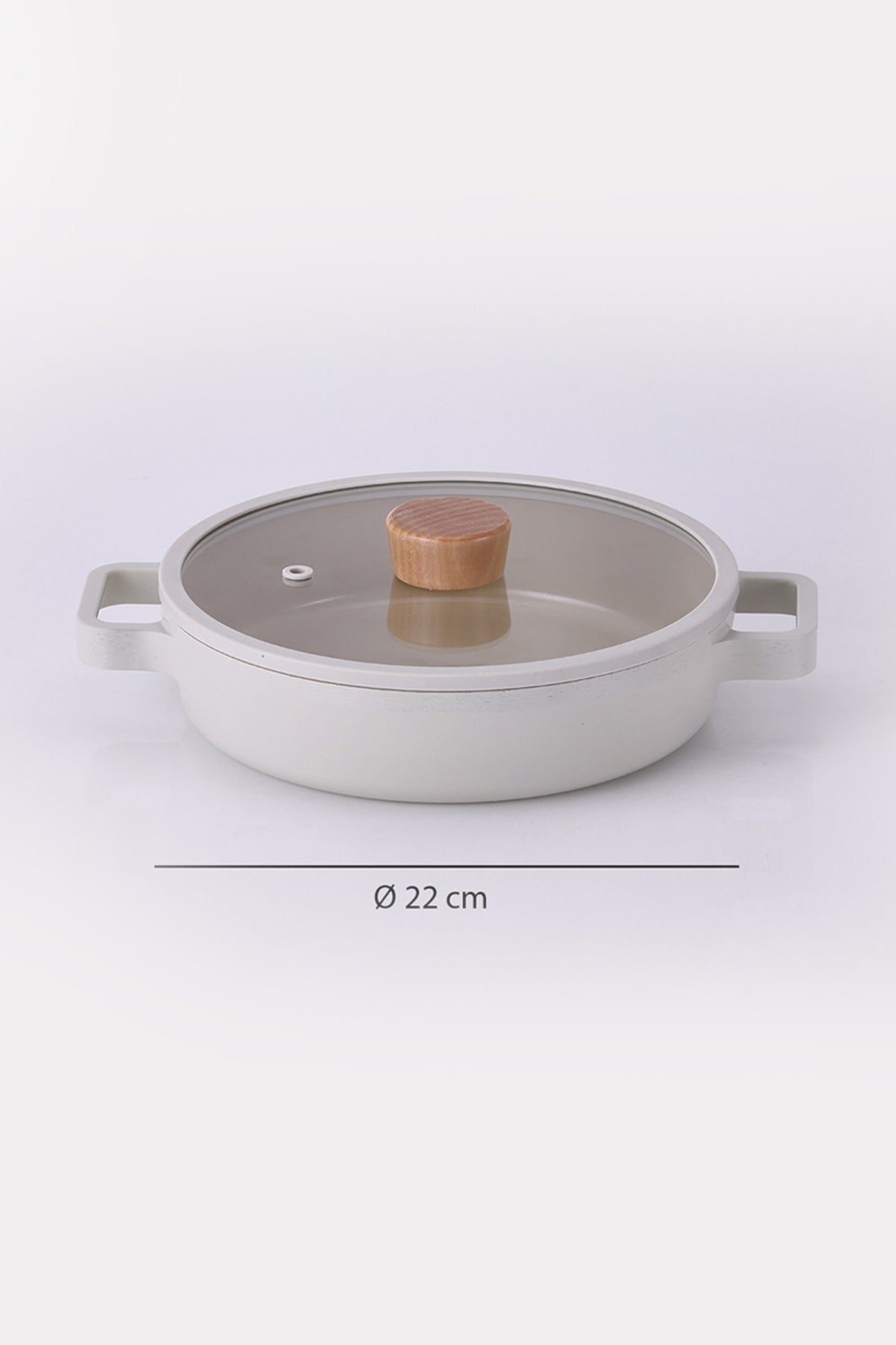 Neoflam D-Neof122Sh Fika Cam Kapaklı Alüminyum Sahan 22Cm Bej