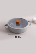 Neoflam D-NEOG122SH Fika Cam Kapaklı Alüminyum Sahan 22Cm Gri