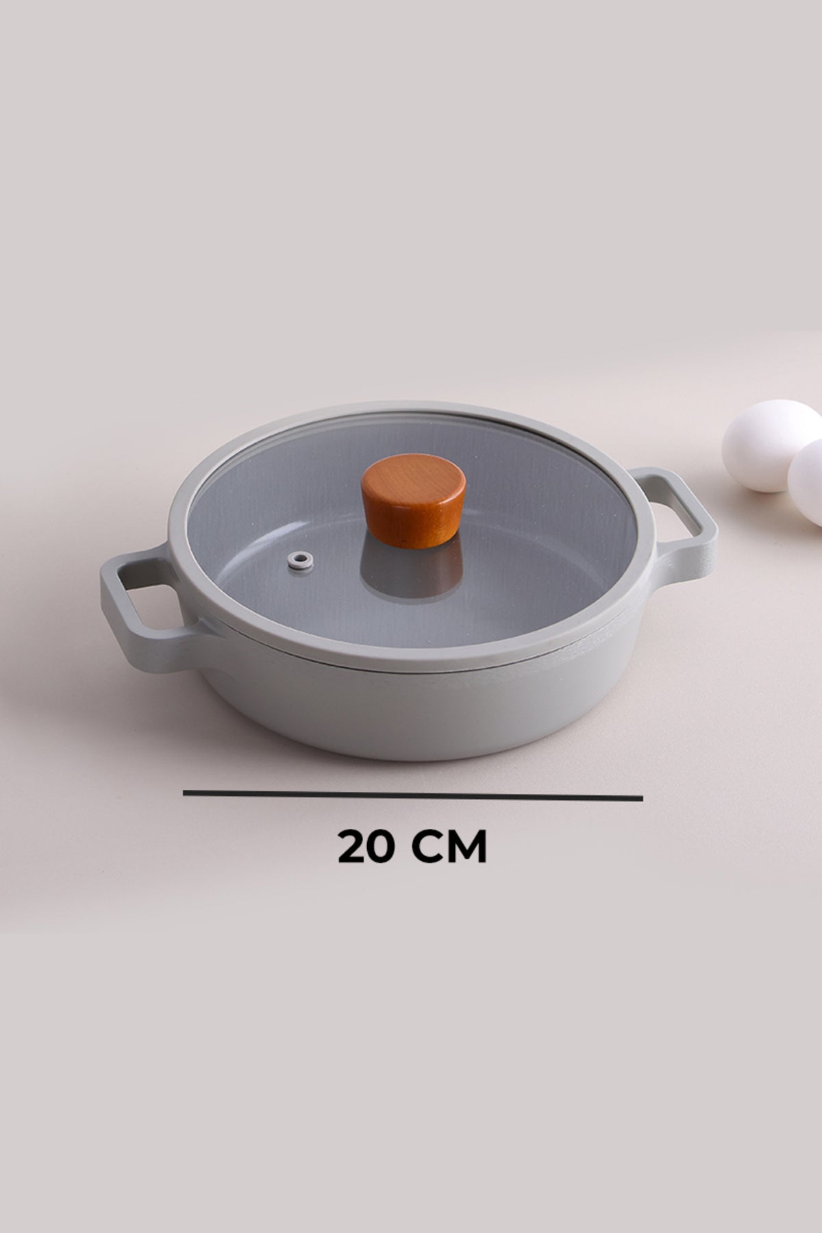 Neoflam D-NEOG122SH Fika Cam Kapaklı Alüminyum Sahan 22Cm Gri