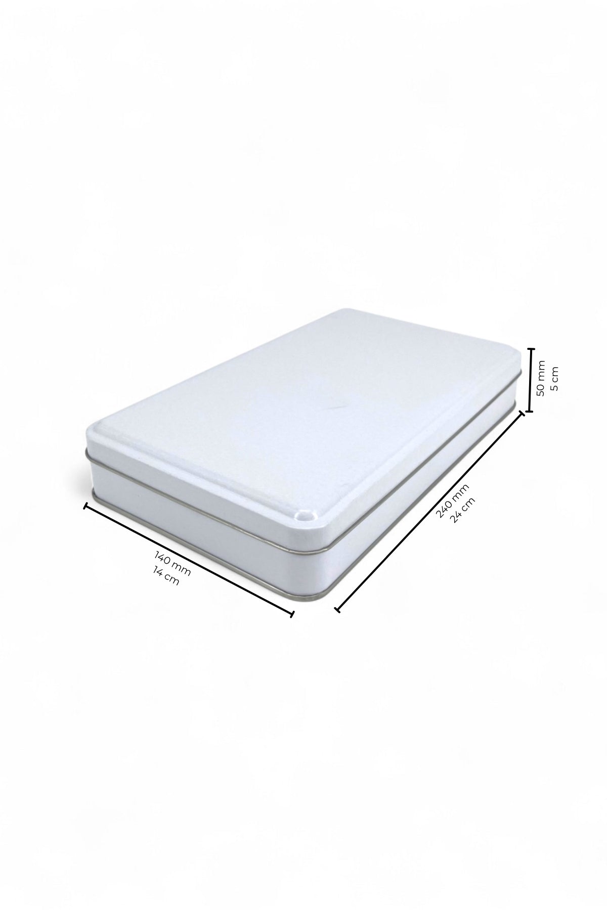Kontensan 140x240x50 mm Metal Kapaklı Baskısız Metal Kutu, Mat Beyaz, 48 Adet