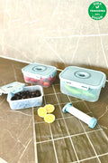 Primanova M-SKS01-16-02 Seoul Taze Ürün Saklama Kabı 4Lü Set(0,6Lt+1,3Lt+2,5Lt+Pompa)
