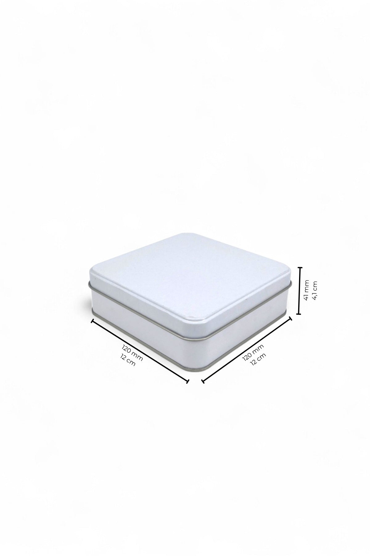 Kontensan 120x120x41 mm Metal Kapaklı Baskısız Metal Kutu, Mat Beyaz, 144 Adet