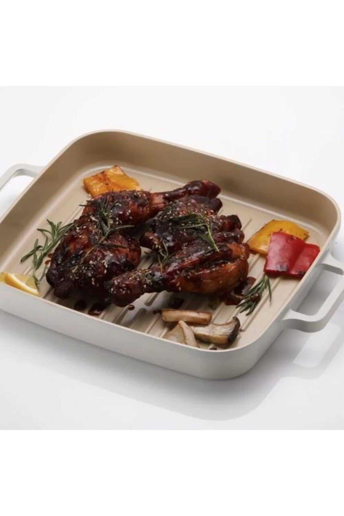 Neoflam D-NEOF128G Fika Dikdörtgen Aluminyum Grill Tava 28Cm Bej