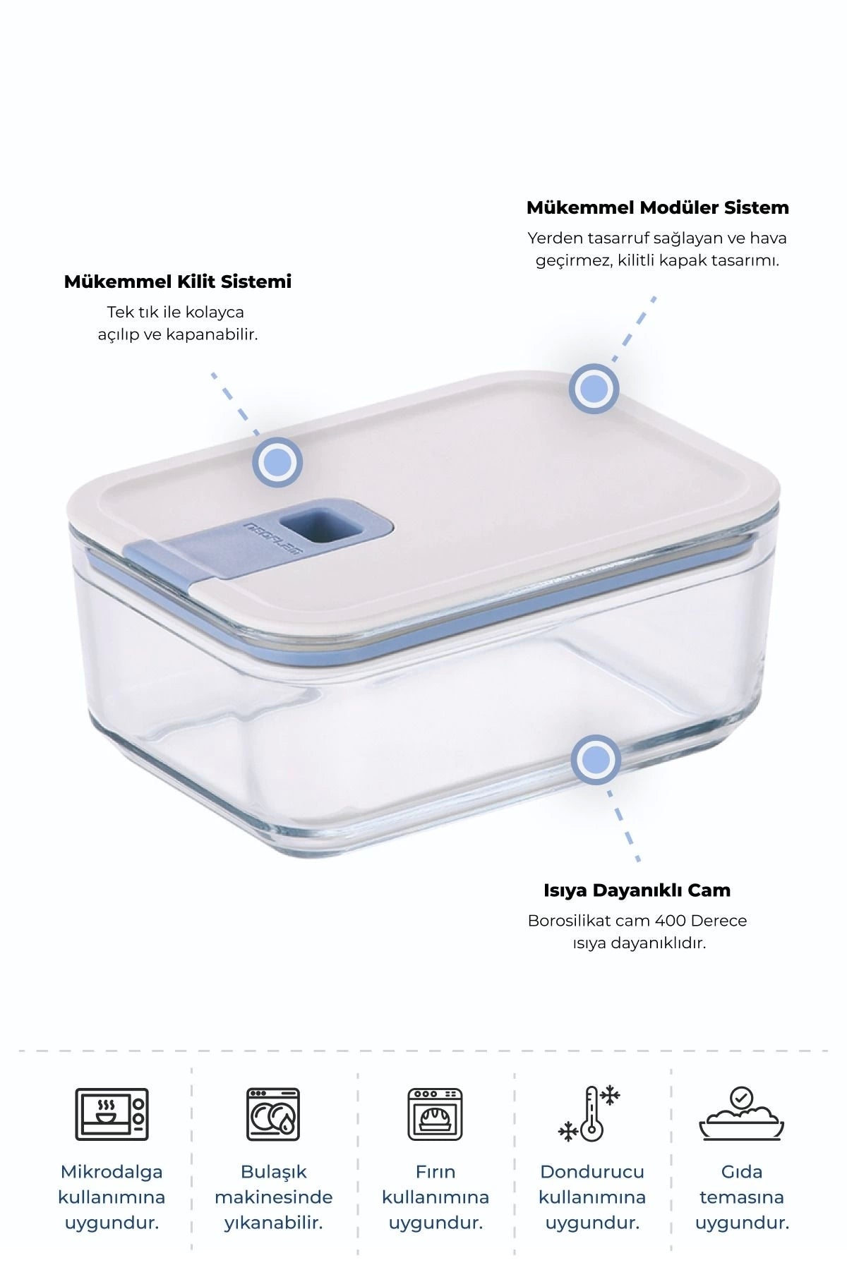 Neoflam D-NEOPSD075 Neoflam Perfect Seal Cam Saklama Kabı 750Ml