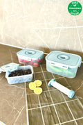 Primanova M-SKS01-16-02 Seoul Taze Ürün Saklama Kabı 4Lü Set(0,6Lt+1,3Lt+2,5Lt+Pompa)