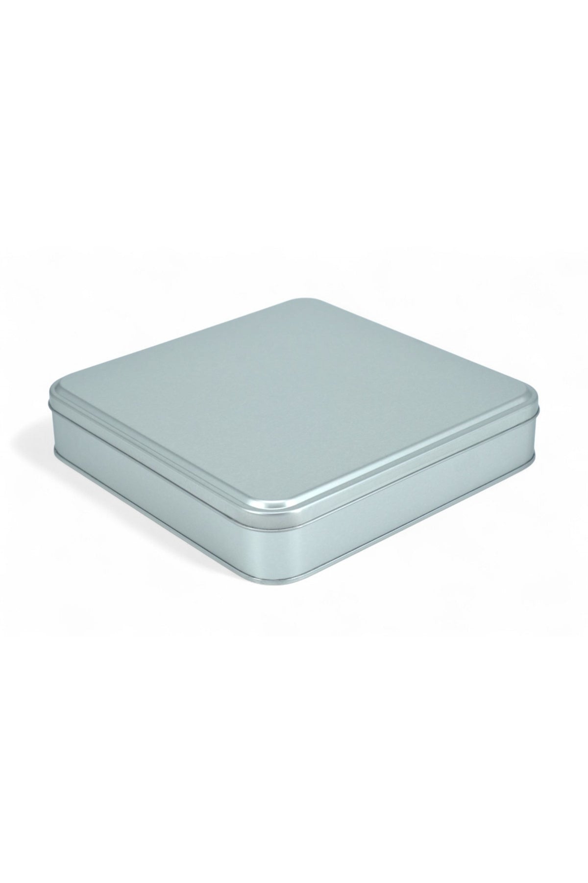 Kontensan 215x215x47 mm Metal Kapaklı Baskısız Metal Kutu, Mat Beyaz, 36 Adet