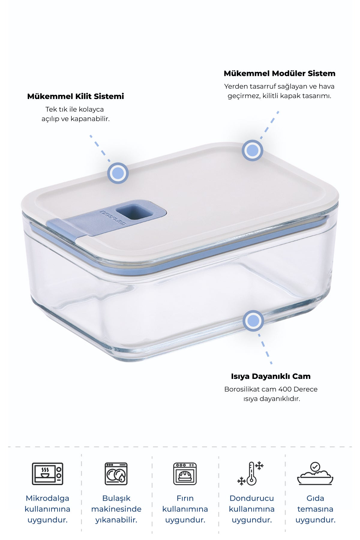 Neoflam D-NEOPSD110 Neoflam Perfect Seal Cam Saklama Kabı 1100Ml